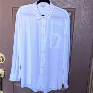 Rose +Olive  White Casual Button-Down Shirt